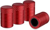 CKAuto Reifenventilkappen, rot, 4 STK./Packung, eloxiertes Aluminium Reifenventilkappen-Set, korrosionsbeständig, universelle Ventilkappen für Autos LKWs Motorräder Geländewagen und F