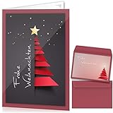 beriluDesign Weihnachtskarten mit Umschlägen (15er Set) - Klappkarten mit Weihnachtsbaum-Motiv für die schönsten Weihnachtsgrüße - Frohe Weihnachten