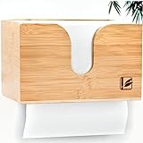 Bamboovia Papierhandtuchspender aus Bambus zur Wandbefestigung und auf dem Tisch | Handtuchspender Papierspender Papiertuchspender passend für alle Papierhandtücher mit V-, Z- & Interfold-Falzung