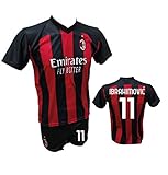 DND Di Andolfo Ciro Fußballtrikot Zlatan Ibrahimovic Milan und Shorts mit Nummer 11 bedruckt Replik authorisiert 2020-2021 Größen für Kinder und Erwachsene (12 Jahre)
