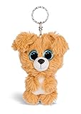 Nici 46312 Glubschis Hund Lollidog 9cm Schlüsselanhänger, Plüschtieranhänger mit Schlüsselring, Stofftierschlüsselhalter, Braun/Weiß