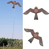 Vogelscheuche - Vogelschreck - Raubvogel-Drache Habicht - Vogeldrachen mit 2m Drachenschnur - Adler Drachen für Garten Hinterhof Rasen Bauernhof Hof Dekoration - Teleskopstange Nicht Enthalten