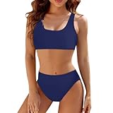 Damen Zweiteiliger Badeanzug,Push Up U Ausschnitt Blumenmuster Bikini Bauchweg High Waist Badeanzug Sexy Bikini Brazilian Style Push Up Bademode Weicher Sport Schwimmanzug