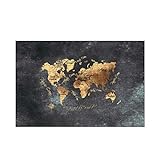 artboxONE-Puzzle M (266 Teile) Kartografie World map Black Yellow Gold - Puzzle Weltkarte Welt Weltkarte