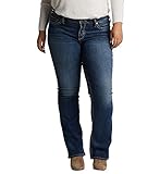 Silver Jeans Co. Damen Plus Size Suki Curvy Fit Mid Rise Slim Bootcut Jeans, Power Stretch Vintage Wash, 14W x 35L