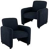 Wahson Sessel Teddystoff Ohrensessel mit Armlehnen Loungesessel modern Relaxsessel für Wohnzimmer/Lesezimmer, 2 Stück, Schwarz