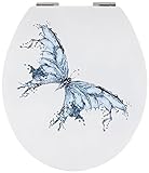 SANWOOD WC-Sitz Papilio Glossy Art mit hochglänzender Oberfläche, Reversed-Edge-Form, Toilettensitz mit Absenkautomatik Soft Close, Holz, Motiv, 44.5 x 37.8 x 5.7 cm