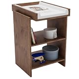CraftPAK Winkelkommode mit abnehmbarem Wickelaufsatz - Wickeltisch SET mit Wickeltischaufsatz und Wickelunterlage - Wickeltisch Baby - Wickelregal - Kommode braun mit 2 Reg