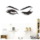 Wimpern Wandtattoo für Schlafzimmer, Make Up Wandaufkleber, 1 Paar Augen Wandaufkleber mit Wimpern PVC Abnehmbarer Eyes Wandbild für Wohnzimmer oder Schlafzimmer( Schwarz)