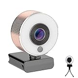 2021 Bosen 2K Ultra HD Webcam mit Mikrofon und Ringlicht, Sichtschutz und Stativ für Zoom Meetings, Live-Streaming, Video, PC, Laptop, Desktop-Computer, Skype, Facetime YouTube (Roségold)