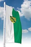 Deitert Bundesland-Flagge Sachsen – 120x300 cm Sachsen Fahne mit Wappen im Hochformat, Hissfahne aus reißfestem Polyester