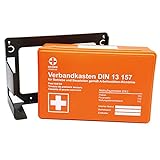 Premium-Verbandskasten-Wandhalterung, Betriebs-Verbandskasten gefüllt nach DIN 13157, Rot-Kreuz-Erste-Hilfe-Wandmontage, Farbe:orange