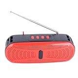 Bluetooth-Lautsprecher, Tragbarer ABS-Bluetooth-Lautsprecher für Den Außenbereich, Kabelloser Mini-Lautsprecher mit Taschenlampe und Solarladefunktion, für Zuhause, Camping, Wandern, Reisen(rot)