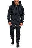 Amaci&Sons Herren Overall Jumpsuit Jogging Cargo-Style Onesie Trainingsanzug Camouflage 3006 Anthrazit M