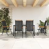UJCHVHN Gartenmöbel-Set, 7-teilig, schwarz, Aluminiummöb