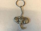 Elefant Kopf TG31 Emblem aus feinem englischen Zinn auf einer Split Ring Schlüsselanhänger