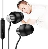 Schlaf Kopfhörer Ohrstöpsel, Mini In-Ear weiche Silikon-Schallisolierung Kopfhörer mit 3,5 mm Stecker, Superkomfortable Ohrstöpsel mit Mikrofon und Lautstärkeregler für Schlaf, Schwarz, von AGPTEK
