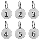 25 Stück Schlüsselanhänger, Edelstahl Nummer Schlüssel Anhänger Nummer ID Tags mit Schlüsselring 1 to 25 - Silber，Schwarz