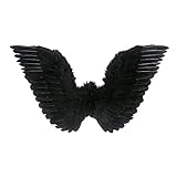 Widmann 8671N - Federflügel, schwarz, Größe circa 86 x 31 cm, Engel, Teufel, Mottoparty, Karneval, Halloween