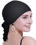 osvyo Bambus Chemo Kopftuch für Frauen mit Haarausfall - Krebspatienten Kopfbedeckung Turban in Versiegelter Verpackung SCHWARZ