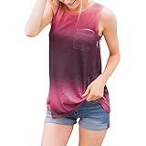 Tunika Bluse Damen, Mädchen Sexy Tanktops, Ärmelloses T-Shirt mit Rundhalsausschnitt für Frauen Sommeroberteile, Mode Strandweste