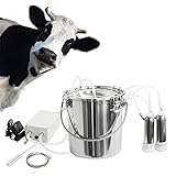 Automatische pulsierende Vakuumpumpe zum Melken für 3, 7 l, tragbare, elektrische Melkmaschine, für Kühe, Ziegen, Schafe, Melkset für Rinder, aus Edelstahl, mit Vakuum-Milcheimer, 7 l, für Kühe