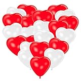 Herzluftballons Rot Weiß, Premium Herz Luftballons ca. Ø 30cm, Herz Luftballons,Herz Helium Ballon,Latex Ballon für Hochzeit Verlobung Valentinstag JGA Party Deko(50 Stück, Rot / Weiß)