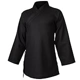 Leinen (Mittel) Kung Fu & Tai Chi Shirt Diagonaler Kragen Langarm - Taiji Anzug Schwarz 185