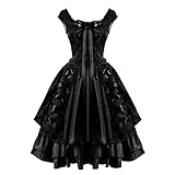 Eaylis Kylo Ren Cosplay Kostüm Erwachsene Frauen Vintage Slim Gothic Classic Black Layered Lace Up Goth Lolita Cosplay Kleid Bakugo-Cosplay-Kostüm