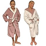 HOMELEVEL Kuschelfleece Bademantel für Kinder - Sherpa Morgenmantel mit Taschen Schalkragen Gürtel - Wende-Kinderbademantel für Jungen und M