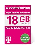 Telekom MagentaMobil Prepaid XL SIM-Karte ohne Vertragsbindung, 5G inkl. I 18 GB & Allnet Flat (Min, SMS) in alle dt. Netze + EU-Roaming I Surfen mit 5G/ LTE Max & Hotspot Flat I 25 EUR Startguthaben