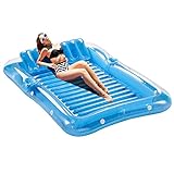 QILIN Breeze Raft, aufblasbares Pool-Lounge-Float, persönliche Pool-Liege, Bräunungsbecken mit Kissen, Sommer-Wasserparty-Schwimmbett im Freien, Blau, 2er-Pack