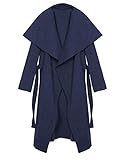 Kendindza Damen Mantel Trenchcoat mit Gürtel OneSize Lang und Kurz (One Size, Navy Blau Lang)