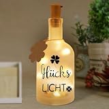 LED Flaschenlicht, Flaschenlicht mit Spruch Glückslicht, Dekoflaschen Beleuchtete Flasche Dekoflasche mit Korken Dekolicht, Geburtstagsgeschenk für Frauen Freundin Weihnachten (Gefrostet Glückslicht)
