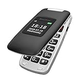 Easyfone Prime-A1 GSM 3G Seniorenhandy Klapphandy ohne Vertrag, Großtasten Mobiltelefon Einfach und Tasten Notruffunktion | Hörgeräte kompatibel(HAC) | Taschenlampe und Ladestation (Schwarz)