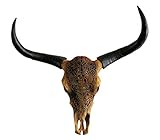 MichaelNoll Stierkopf Bullenkopf Bullenschädel Stier Hörner Geweih Wanddekoration Polyresin Riesig Luxus Groß - Moderne Wanddeko für Schlafzimmer oder Wohnzimmer - Deko Dekoration - XXL 72 cm