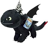 playbyplay HTTYD Dragons, How to Tran Your Dragon 3 Plüschtier Toothless Night Fury, 30 cm, Schwarz