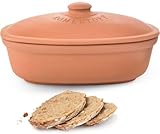 Römertopf Brottopf MAXI aus natürlicher Keramik, Aufbewahrungsbehälter aus Ton 6,5 Liter, Terrak