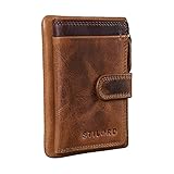 STILORD 'Garrett' Leder Kartenetui mit Schlüsselanhänger Mini-Börse Portemonnaie klein EC Schlüsseletui Slim Wallet Geldbörse RFID Schutz in Geschenkbox, Farbe:Kara - Cognac