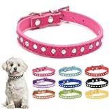 Hundehalsband für kleine Hunde, mit Strasssteinen, lustiges Kätzchen-Halsband, verstellbar, für XS, Welpen, mittelgroß, für weibliche und männliche Frauen, Hot Pink, Größe M