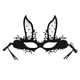 TDEOK Schulsachen Oberstufe Hase für Maskerade Ostern Tanzaufführung Half Face Bunny Rabbit Sexy Rabbit Girl Schutz Vor (Black, One Size)