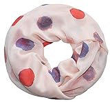 thb Richter XXL Langer Schal mit großen Punkten Halstuch Schals Tücher Bunt Colorful für Damen Frühling Sommer (Loop - Rosa)