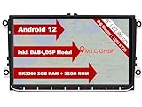 M.I.C. AV9-lite Android 12 Autoradio mit navi Ersatz für VW Golf t5 touran Passat RNS RCD Skoda SEAT: DSP DAB Plus Bluetooth 5.0 WiFi 2 din 9' IPS Bildschirm 2G+32G USB Auto zubehör DE/at/CH