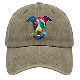 Distressed Baseball Caps Jack Russell Terrier Head Trucker Cap für Herren Graphic Washed Denim Adjustable Gift, Pigment Khaki, One size