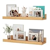 Feihorrm Wandregal, 2er Set, 40cm Schweberegal aus MDF Holz, Wandboard für Bilderrahmen und Dekorationen, Industriedesign, Geeignet für Arbeitszimmer, Schlafzimmer und Küche (Beige, 40 cm)
