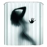 Milya Anti-Schimmel Duschvorhang Badvorhang, mit 12 Duschvorhangringen Antibakteriell Waschbar, Polyester, Sexy Frau Schatten 180x180cm