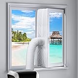 Mrrihand Fensterabdichtung für Mobile Klimageräte 500cm mit Reißverschluss, Befestigungsbänder, Klebeband, Klimaanlage Fensterabdichtung Wasserdicht Einfach zu Installieren(Rohr nicht inbegriffen)