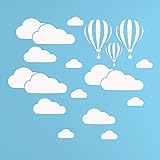 Große weiße Wolken Wandaufkleber, Heißluftballon-Tapete, abnehmbar, Vinyl, selbstklebend, für Wohnzimmer, Schlafzimmer, Baby, Jungen, Mädchen, Kinderzimmer, Dekoration, Heimdekoration