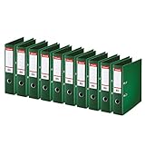 Esselte Standard, 10 x Aktenordner, grün, Rücken 75 mm, A4, PP, 320230
