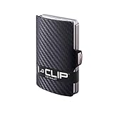 I-CLIP Original Kreditkartenetui mit Geldklammer - Slim Wallet - Leder Geldbörse - Premium Portemonnaie - Kartenetui - Silver Carbon Black